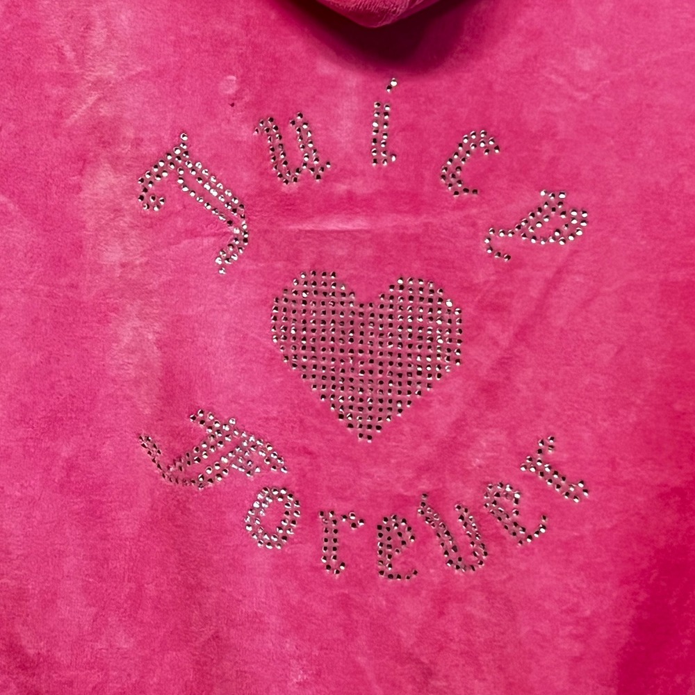 Juicy Couture‎ Forever 21 Pink Velour Rhinestone Zip Up Hoodie Y2K Medium - Picture 6 of 10